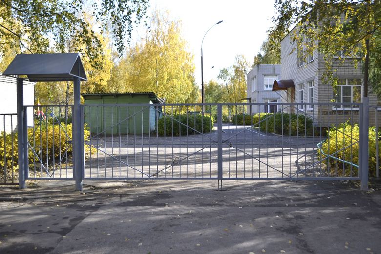 Ворота, калитка и козырек в детском саду из профильных труб Ярославль